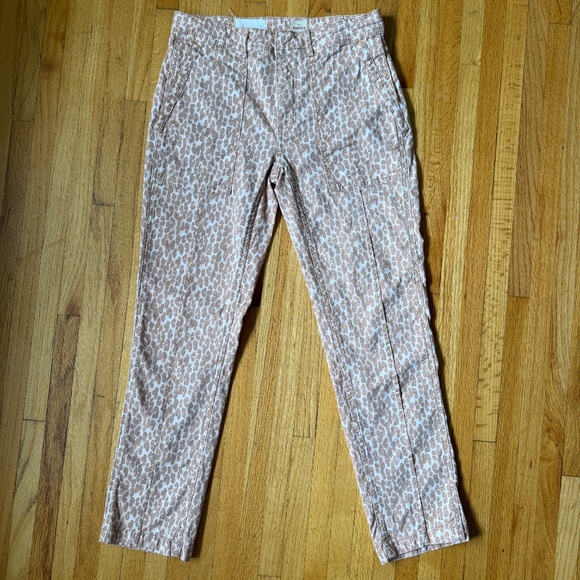 Anthropologie Tan Leopard Print Straight Leg Pants - Picture 2 of 8